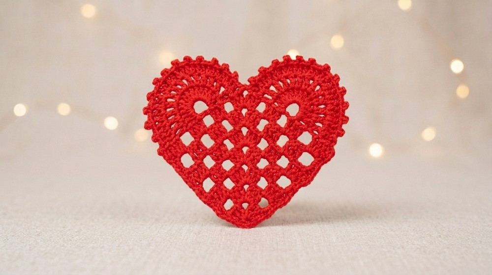 Crochet Heart Coaster Pattern 4