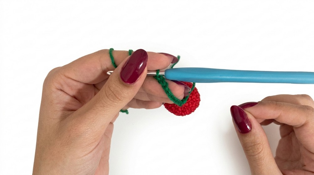 Crochet Cherry Keychain Pattern 3